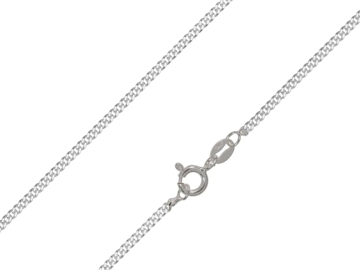 Rhodium Plated 1.7mm Flat Filed Curb Chain 18"/45cm Unhallmarked