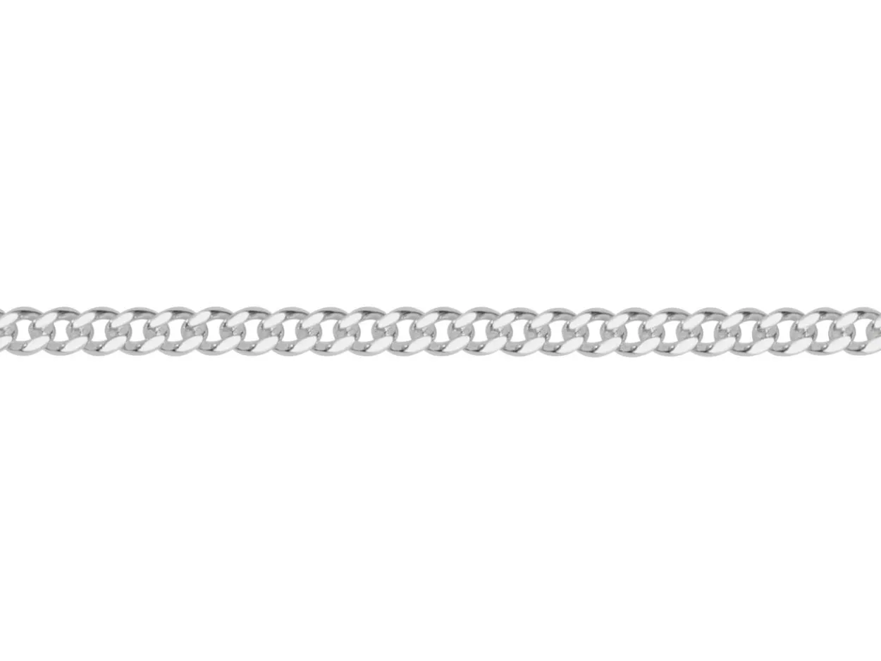 Rhodium Plated 1.7mm Flat Filed Curb Chain 18"/45cm Unhallmarked
