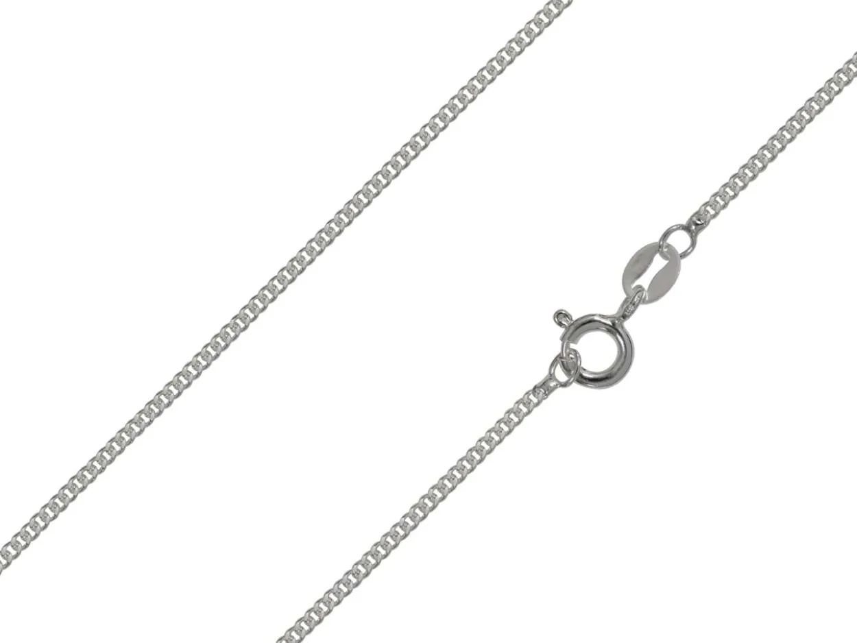 Rhodium Plated 1.4mm Flat Filed Curb Chain 18"/45cm Unhallmarked