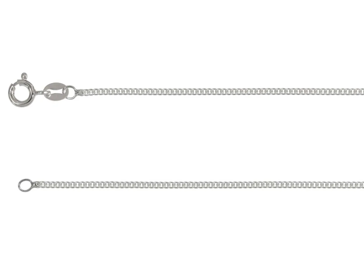 Rhodium Plated 1.4mm Flat Filed Curb Chain 18"/45cm Unhallmarked