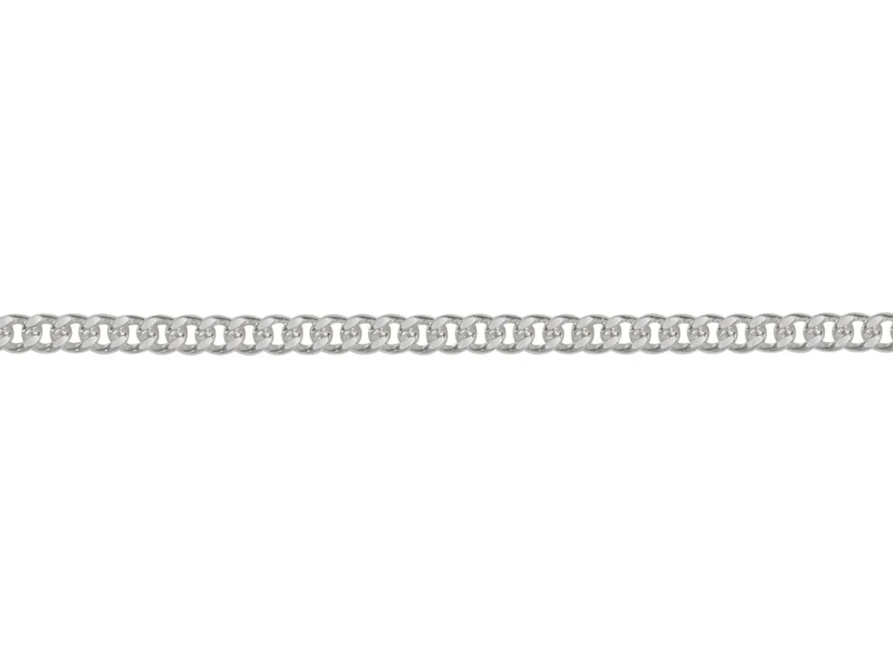 Rhodium Plated 1.4mm Flat Filed Curb Chain 18"/45cm Unhallmarked