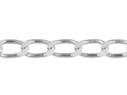 Rhodium Plated 5.4mm Flat Filed Open Curb Chain 18