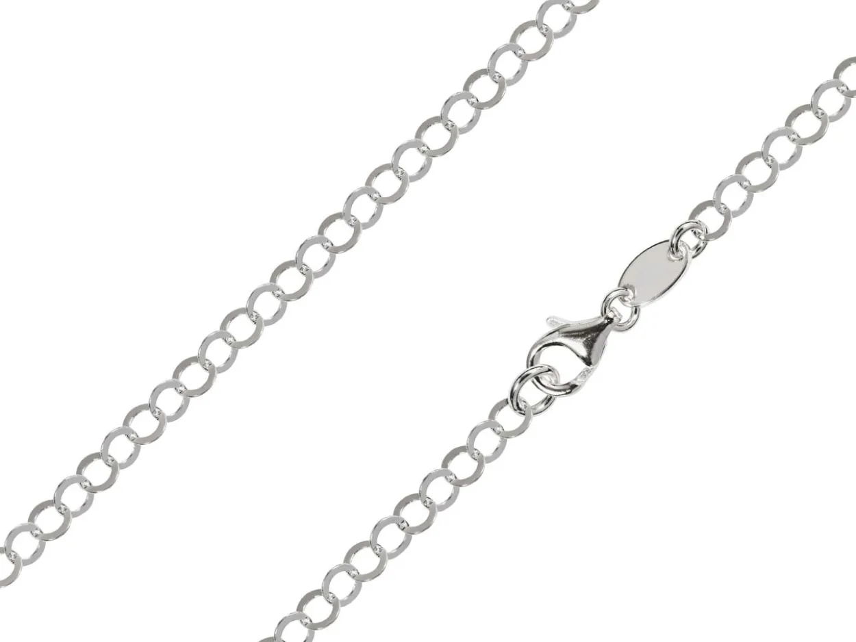 Rhodium Plated 3.5mm Flat Filed Round Trace Chain 18"/45cm Unhallmarked