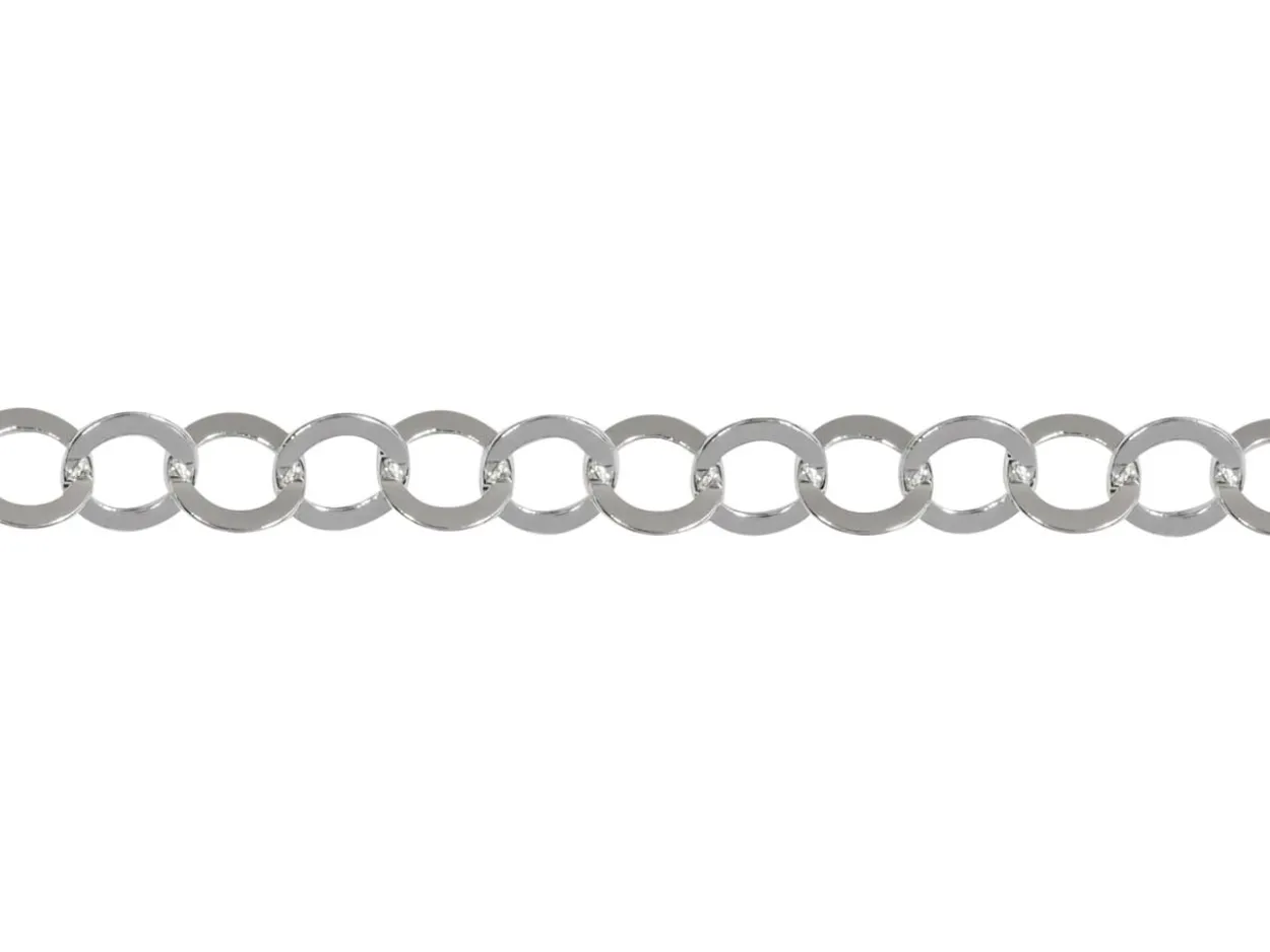 Rhodium Plated 3.5mm Flat Filed Round Trace Chain 18"/45cm Unhallmarked