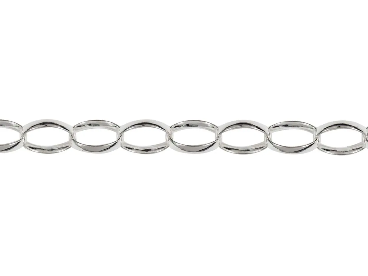 Rhodium Plated 3.6mm Oval Trace Chain 18"/45cm Unhallmarked