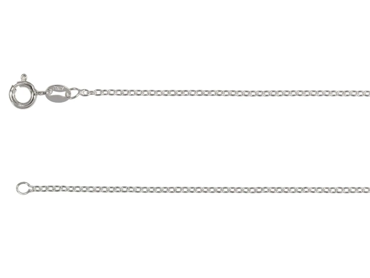 Rhodium Plated 1.5mm Oval Trace Chain 18"/45cm Unhallmarked