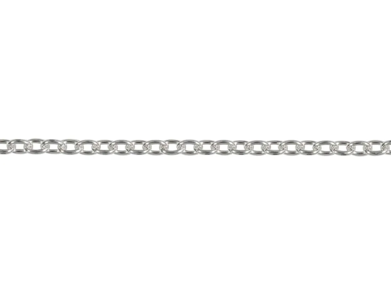 Rhodium Plated 1.5mm Oval Trace Chain 18"/45cm Unhallmarked