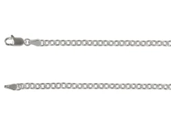 Rhodium Plated 3.0mm Oval Trace Chain 18"/45cm Unhallmarked