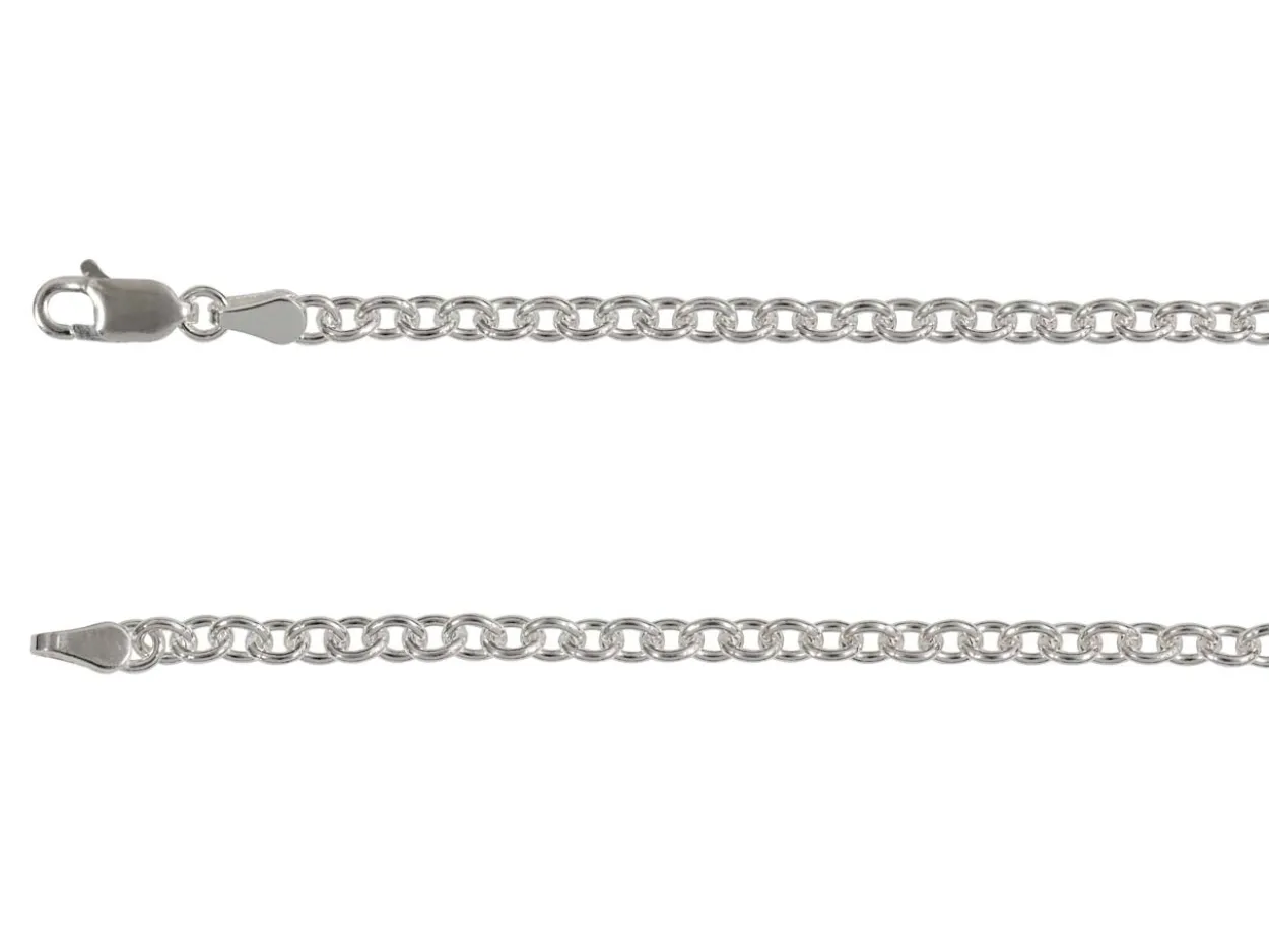 Rhodium Plated 3.0mm Oval Trace Chain 18"/45cm Unhallmarked