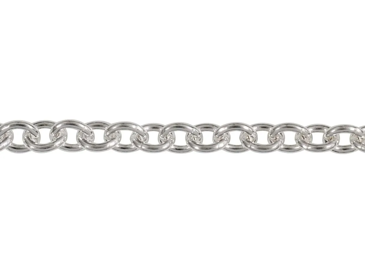 Rhodium Plated 3.0mm Oval Trace Chain 18"/45cm Unhallmarked