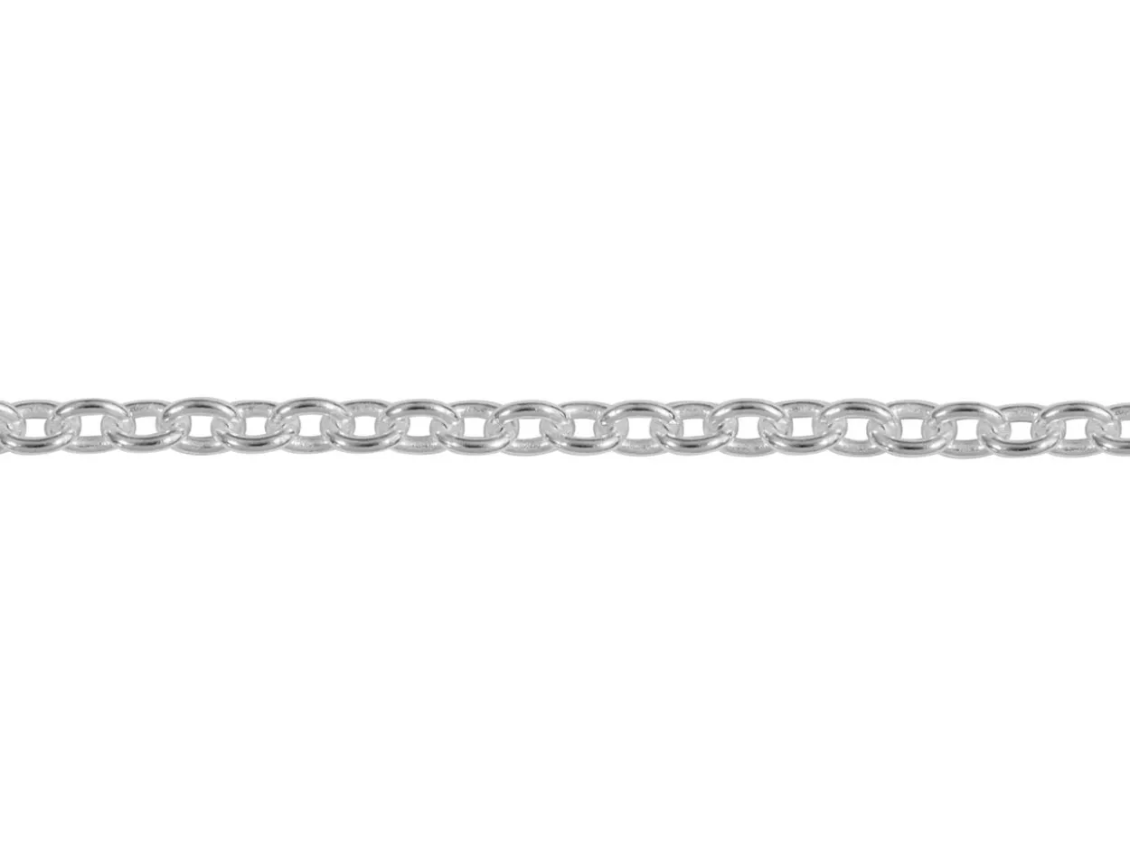 Rhodium Plated 2.0mm Oval Trace Chain 18"/45cm Unhallmarked