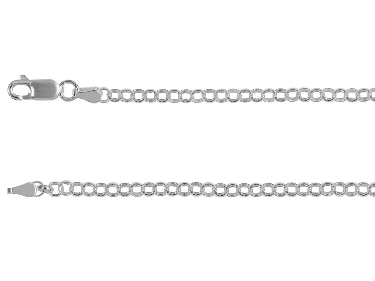 Rhodium Plated 3.5mm Round Belcher Chain 18"/45cm Unhallmarked