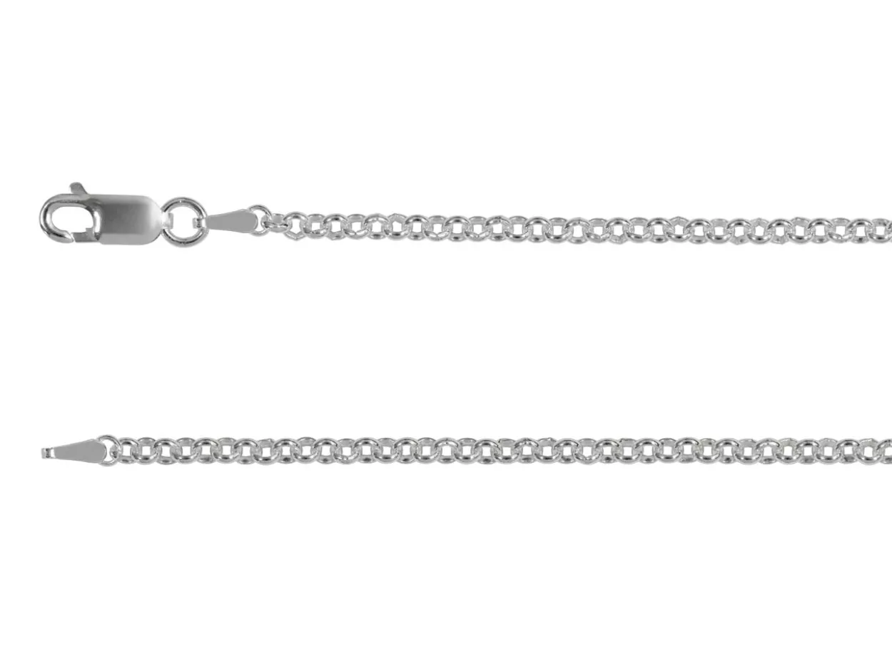 Rhodium Plated 2.58mm Round Belcher Chain 18"/45cm Unhallmarked