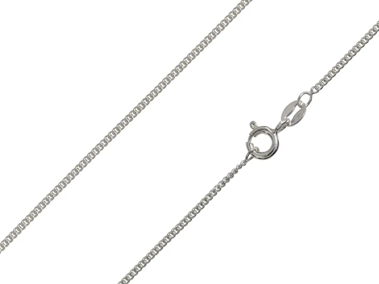 Rhodium Plated 1.5mm Round Curb Chain 18"/45cm Unhallmarked