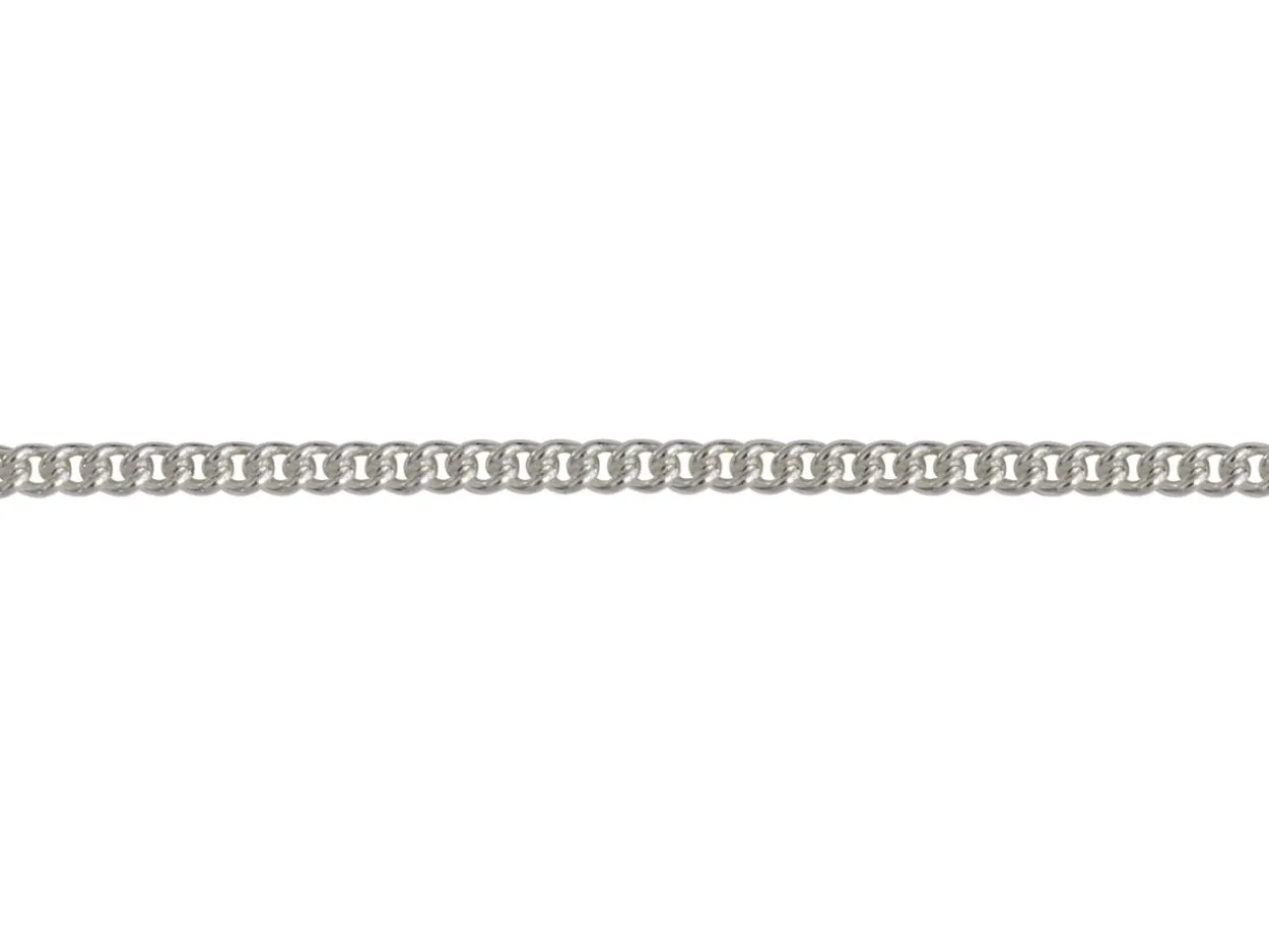 Rhodium Plated 1.5mm Round Curb Chain 18"/45cm Unhallmarked