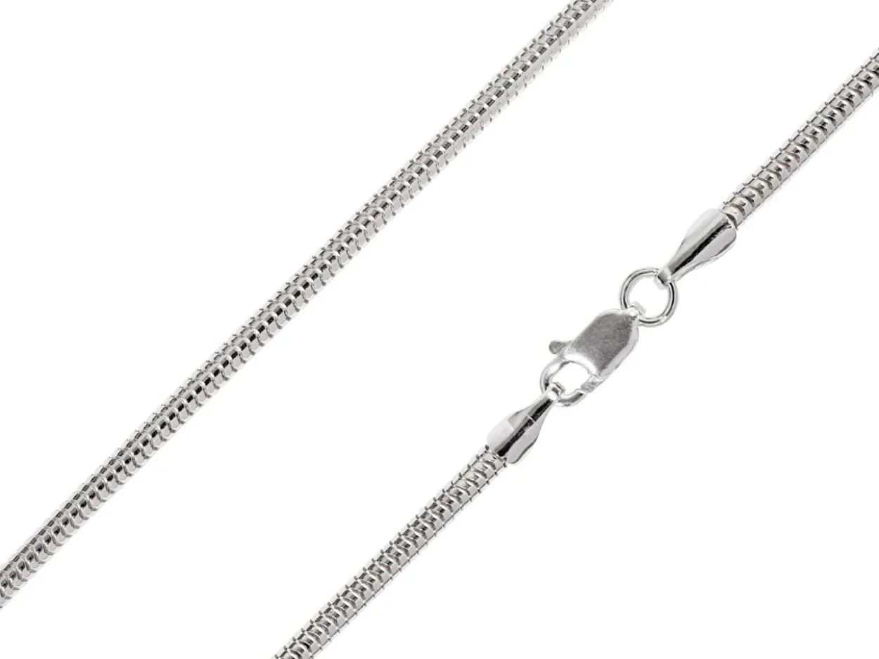 Rhodium Plated 2.4mm Round Snake Chain 18"/45cm Unhallmarked