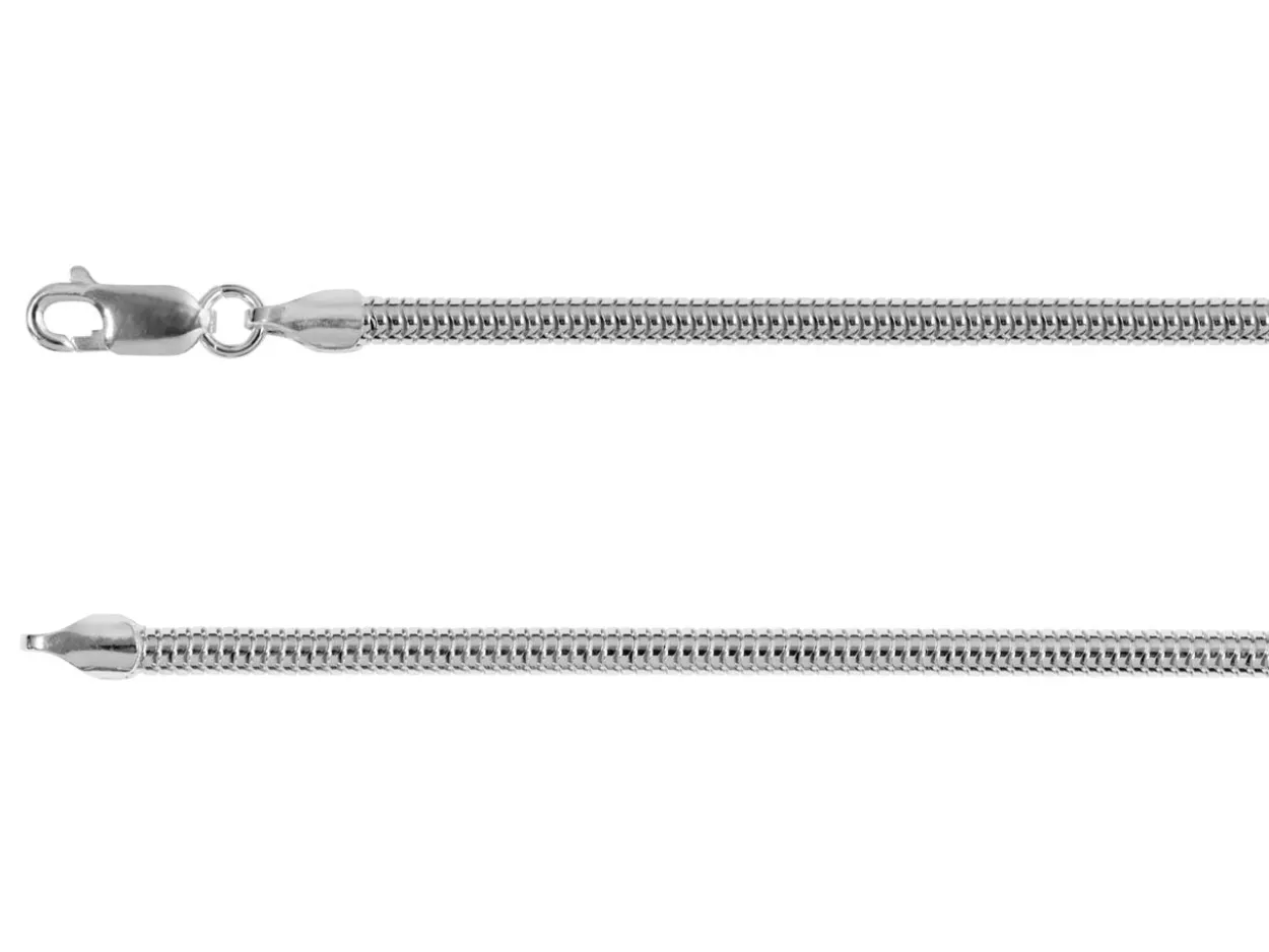 Rhodium Plated 3.0mm Round Snake Chain 18"/45cm Unhallmarked