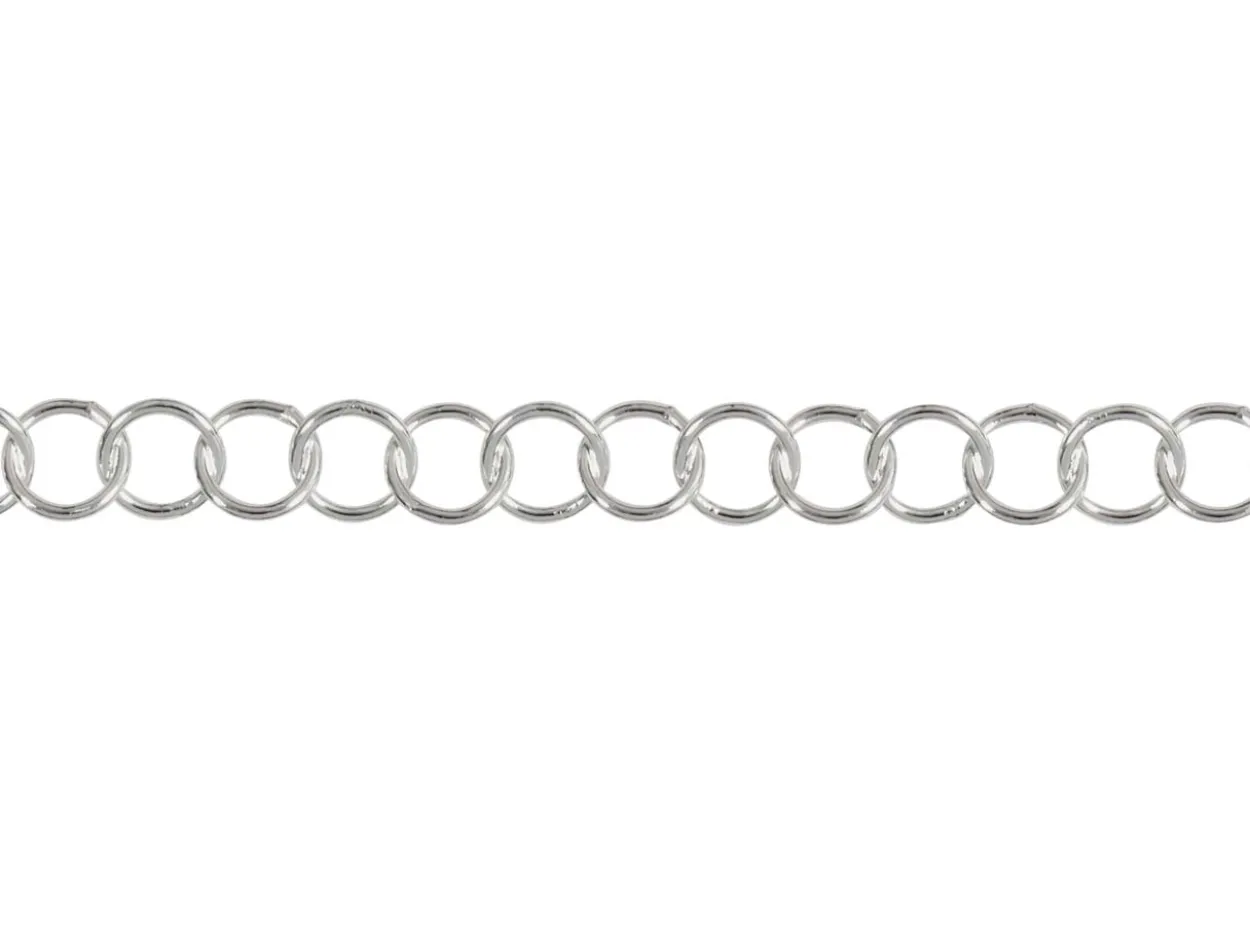 Rhodium Plated 3.4mm Round Trace Chain 18"/45cm Unhallmarked