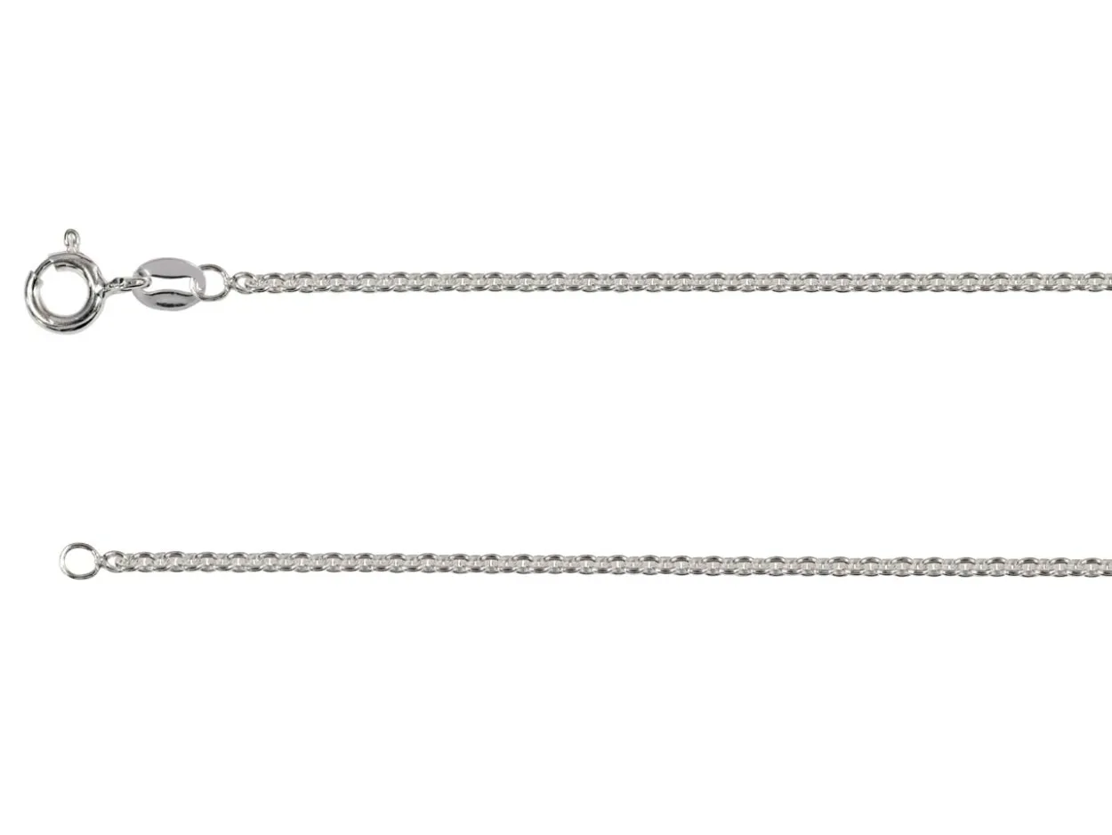 Rhodium Plated 1.8mm Tight Round Trace Chain 18"/45cm Unhallmarked