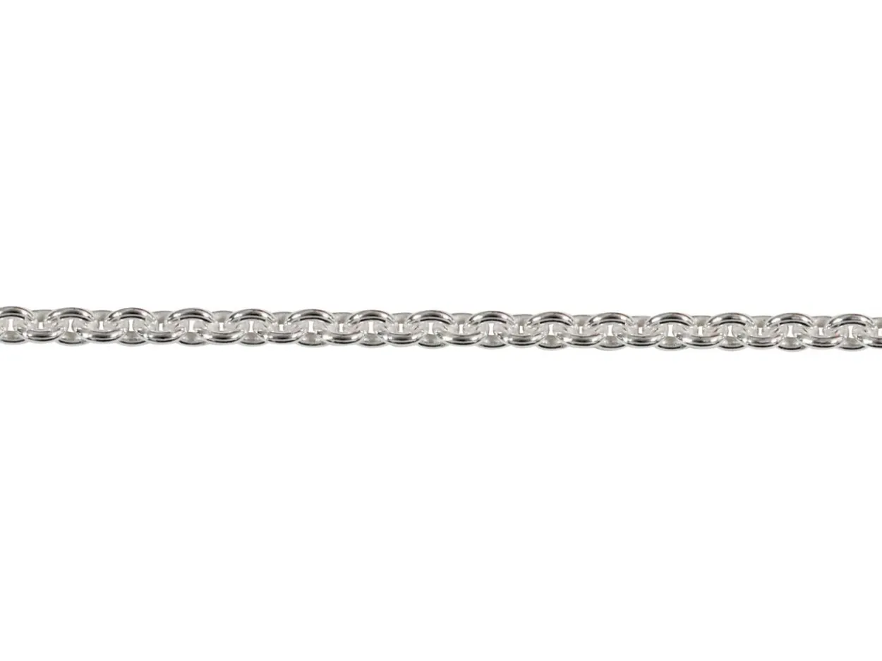 Rhodium Plated 1.8mm Tight Round Trace Chain 18"/45cm Unhallmarked