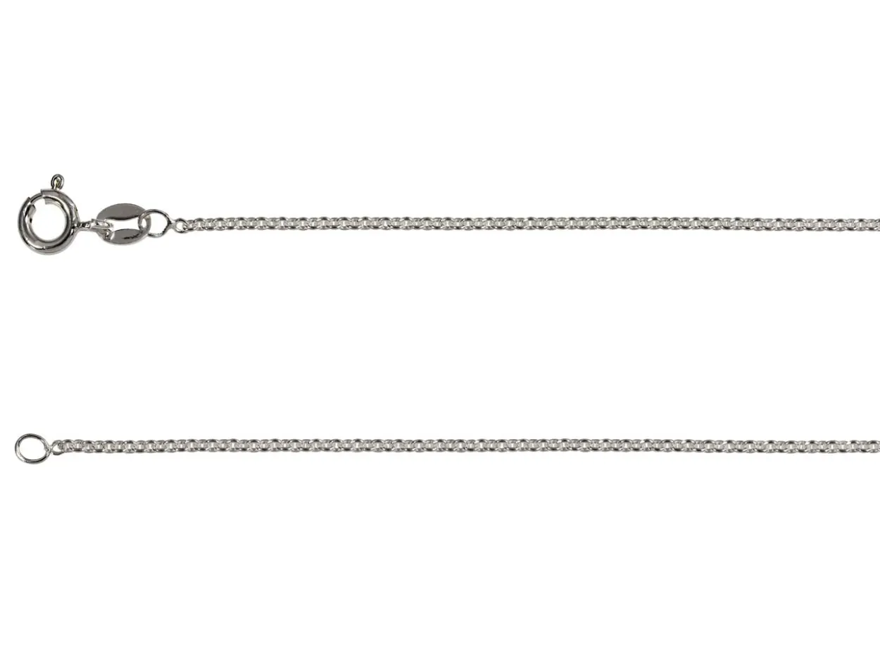 Rhodium Plated 1.4mm Tight Round Trace Chain 18"/45cm Unhallmarked