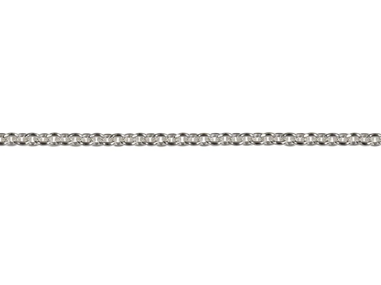 Rhodium Plated 1.4mm Tight Round Trace Chain 18"/45cm Unhallmarked