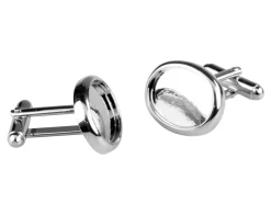 Rhodium Plated Oval Heavyweight Cufflink 18x13mm Pack of 4