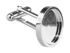 Rhodium Plated Round Heavyweight Cufflink 16mm Pack of 4