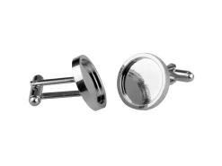 Rhodium Plated Round Heavyweight Cufflink 16mm Pack of 4