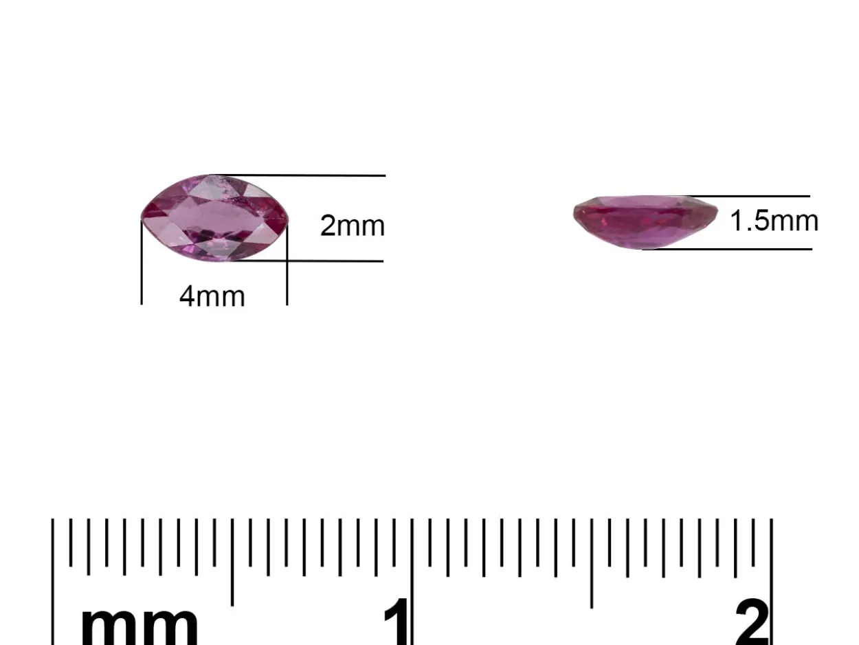 Ruby, Marquise, 4x2mm