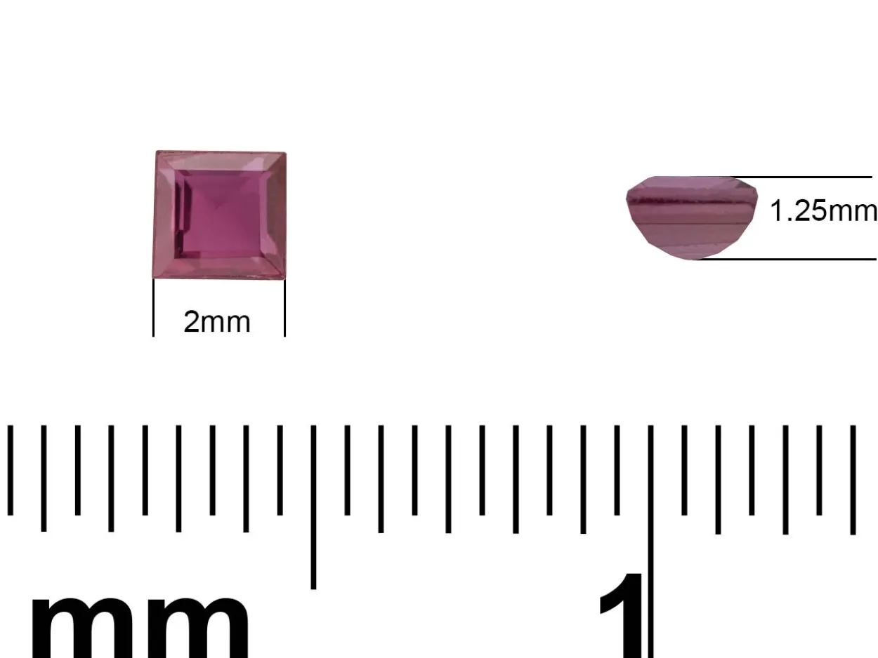 Ruby, Square, 2mm