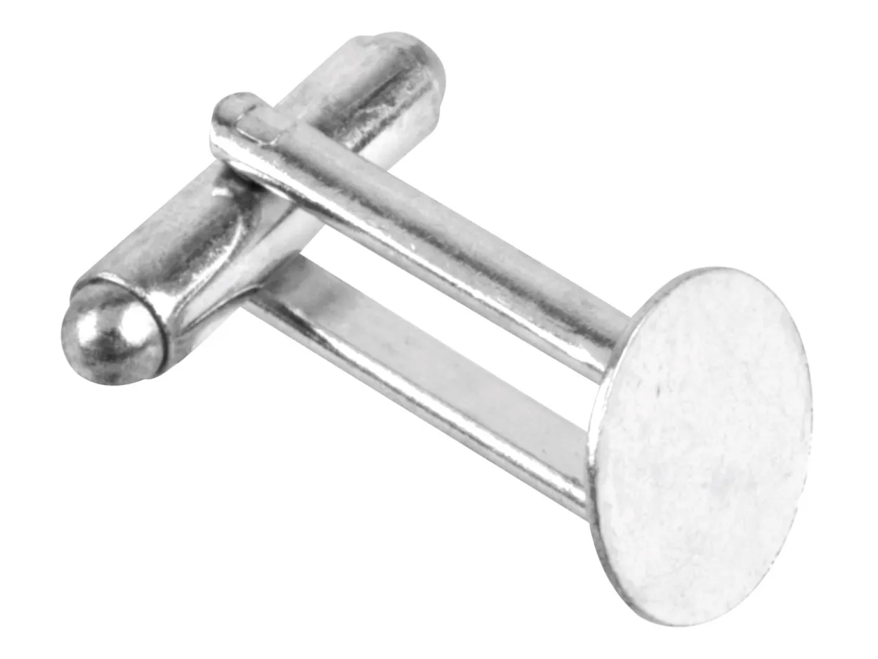 Silver Plated Cufflink With 11mm Flat Pad Pack of 6