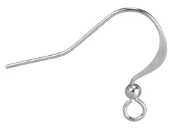 Silver Plated Flat Earring Hook Wire And Bead Pack of 10