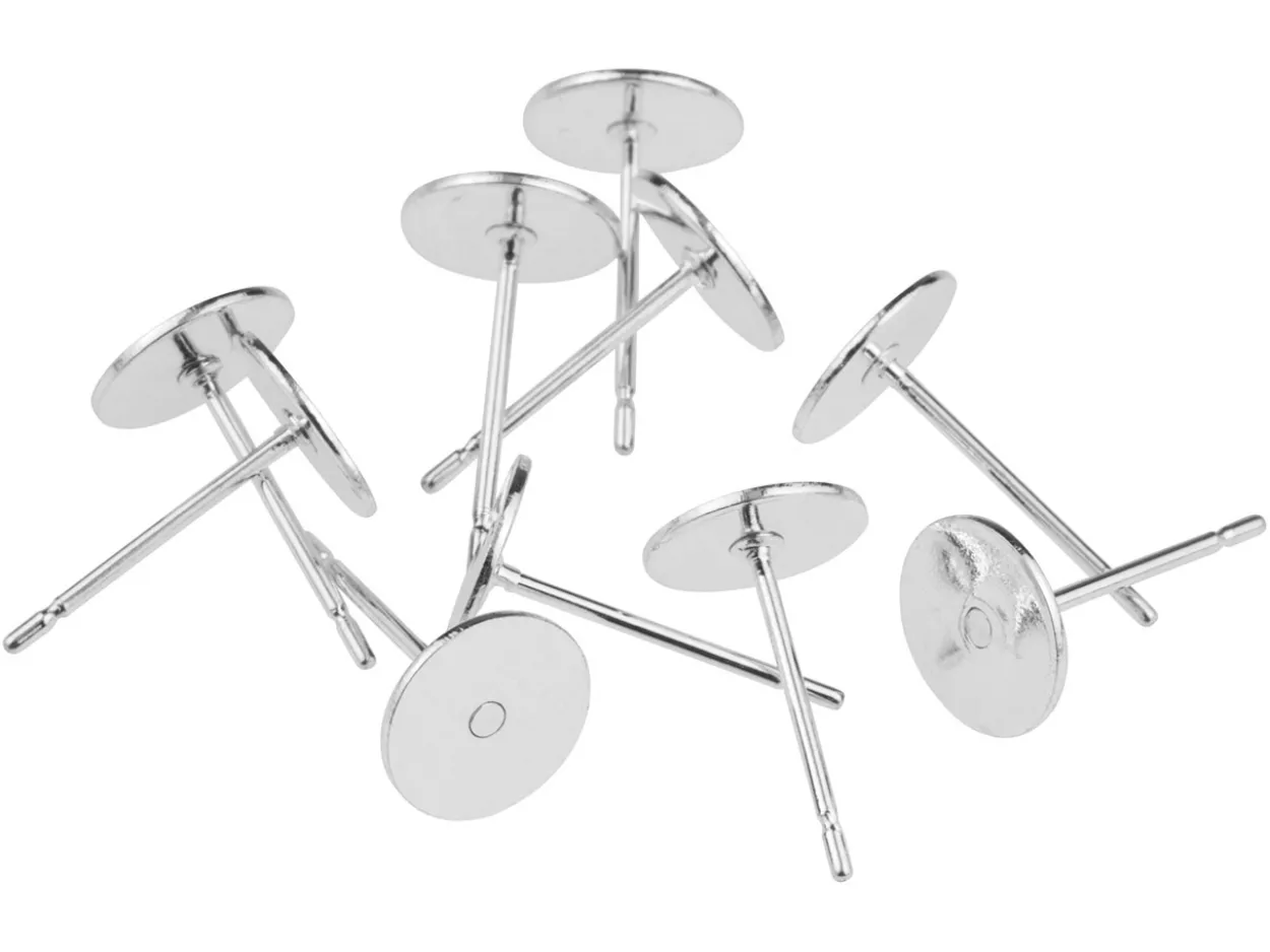 Silver Plated 7mm Flat Disc And Post, Pack of 10