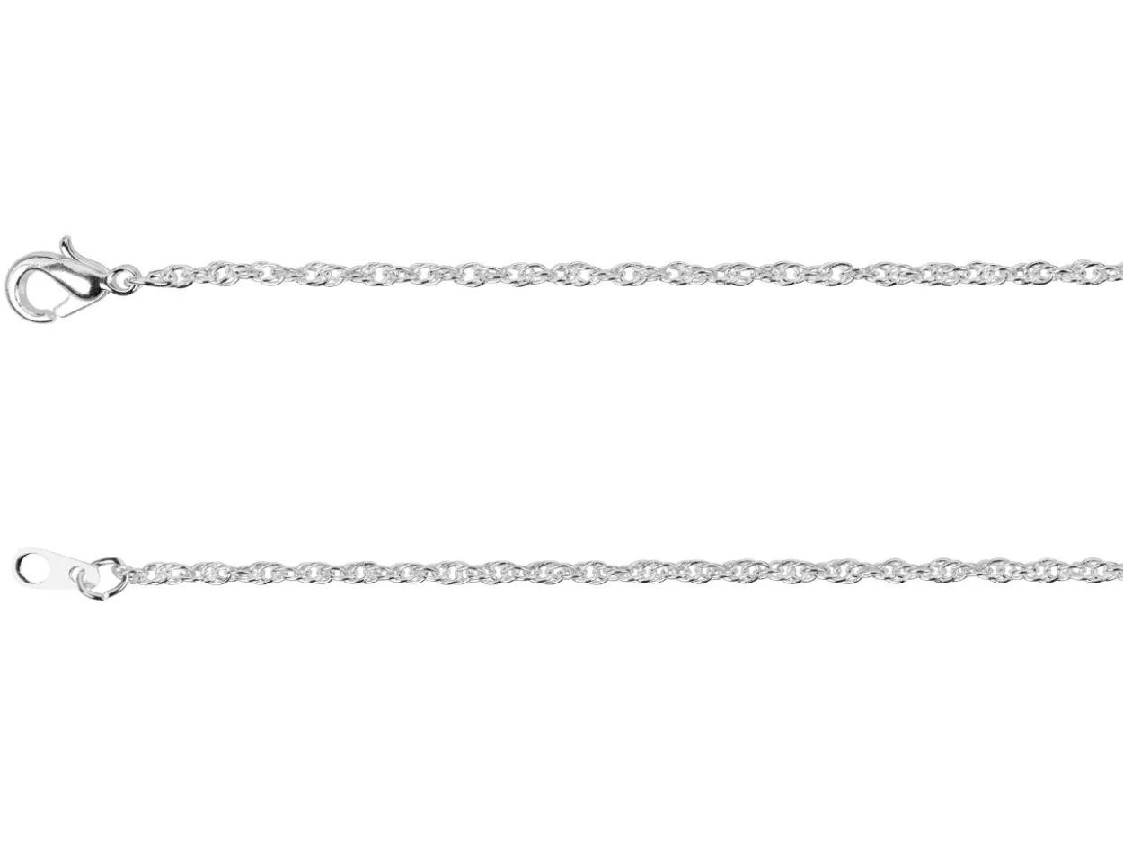 Silver Plated 1.8mm Prince Of Wales Rope Chain 18"/45cm Unhallmarked