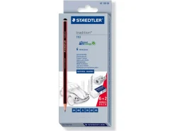 Staedtler Standard Pencil Set With Eraser And Sharpener, Box Of 6 Degrees 2h To 6b
