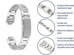 Stainless Steel Watch Bracelet, 12-16mm