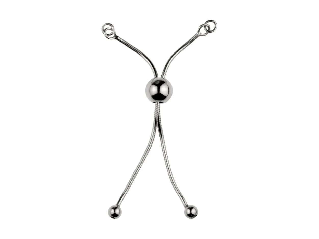 Sterling Silver Adjustable Ball Clasp And Snake Chain Component