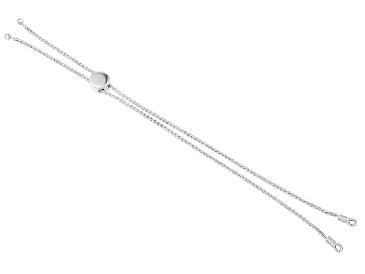 Sterling Silver Adjustable Ball Clasp And Spiga Chain Bracelet Component