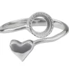 Sterling Silver Adjustable Ring With Heart And 6mm Cup