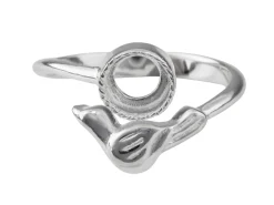 Sterling Silver Adjustable Ring With Bird And 6mm Cup