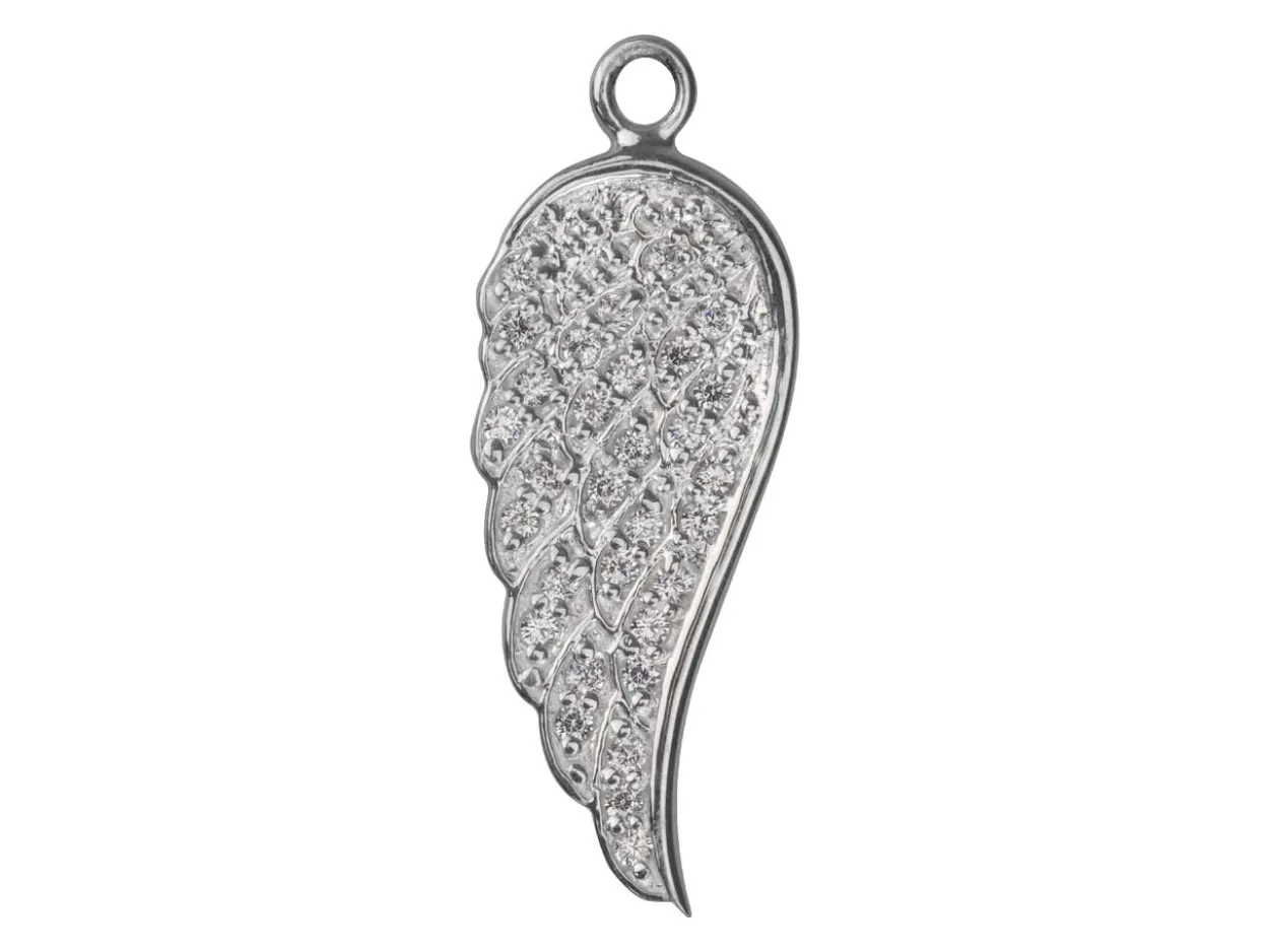Sterling Silver Angel Wing Stone Set 25mm