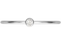 Sterling Silver April Birthstone Stacking Ring 2mm White Cubic Zirconia
