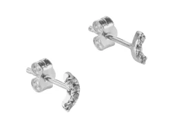 Sterling Silver Arc Design Earrings With White Cubic Zirconia
