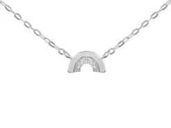 Sterling Silver Arc Design Necklet With White Cubic Zirconia 18"/45cm