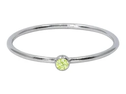 Sterling Silver August Birthstone Stacking Ring 2mm Lime Cubic Zirconia