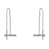 Sterling Silver Bar Design Threader Earrings With Multicolour Cubic Zirconia