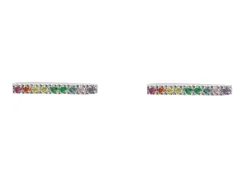 Sterling Silver Bar Design Threader Earrings With Multicolour Cubic Zirconia