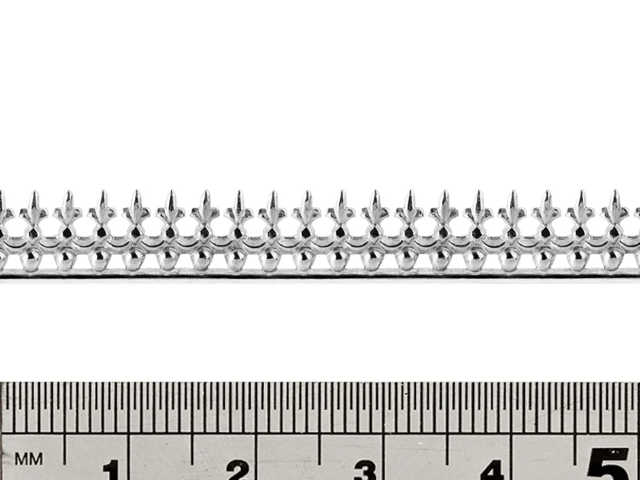 Sterling Silver Bead And Fleur Gallery Strip 7.5mm