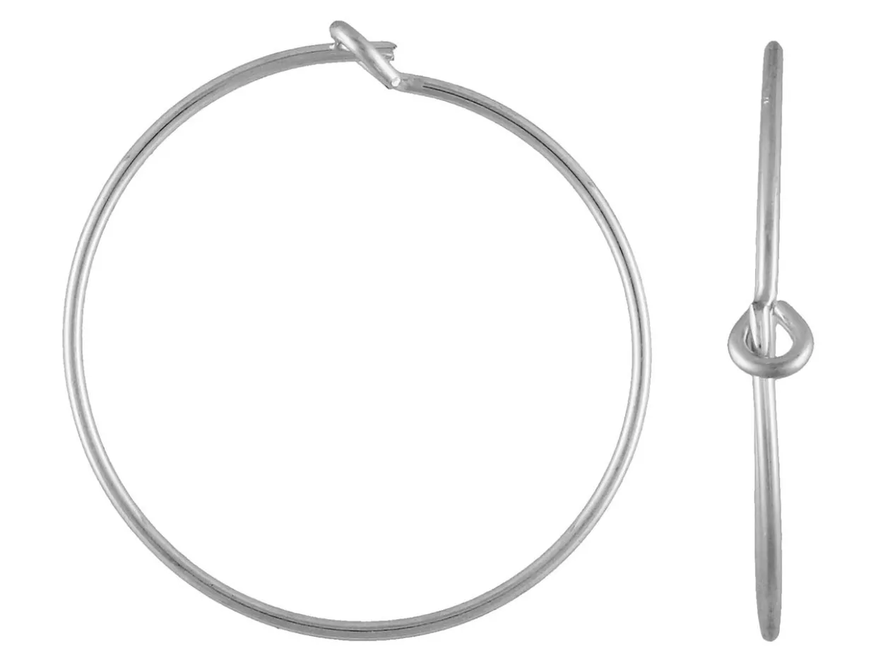 Sterling Silver Beading Hoop Earrings 20mm Pack of 6